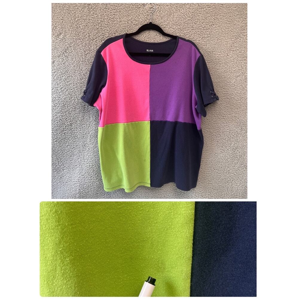 (Stain) Blair Women's Top Color Block  Navy Purple Pink Green Plus Size 2XL